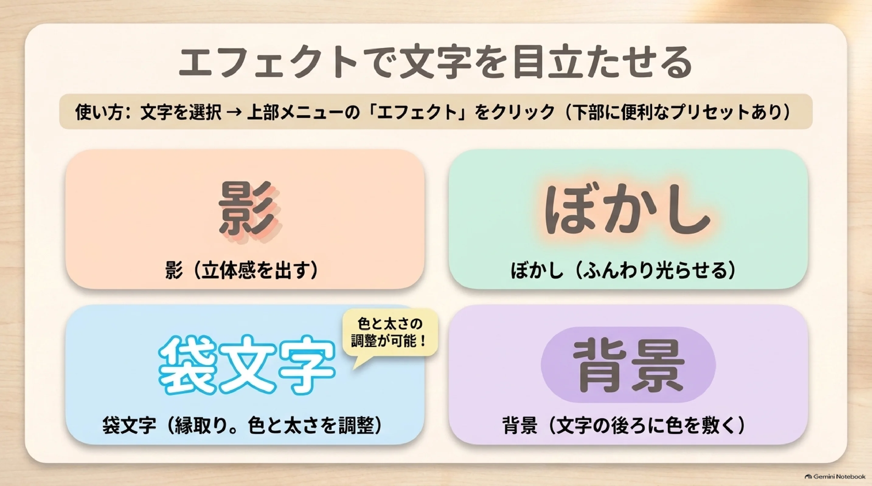 文字色とエフェクトで見出しを目立たせる