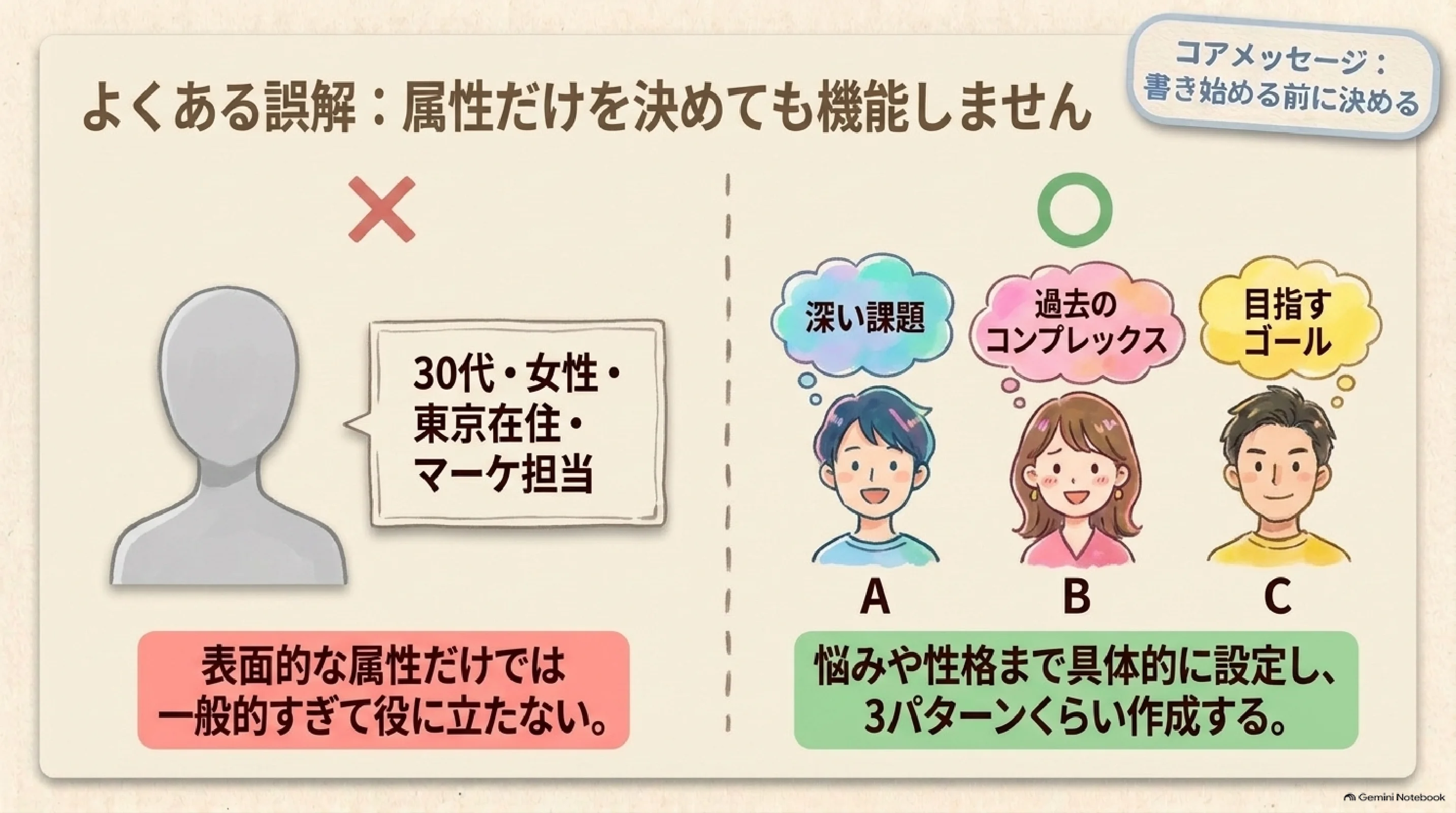 ペルソナに課題やゴールを加える
