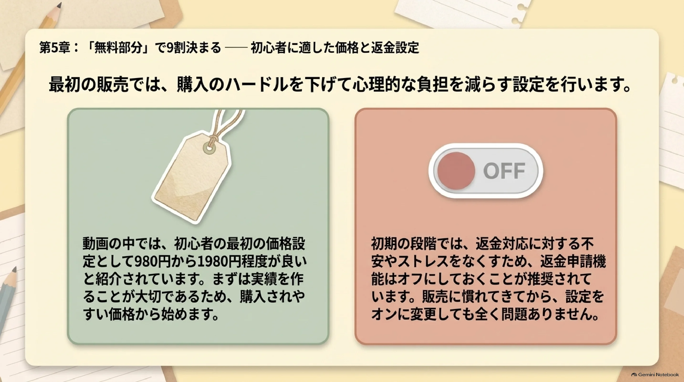 無料から有料へ案内する