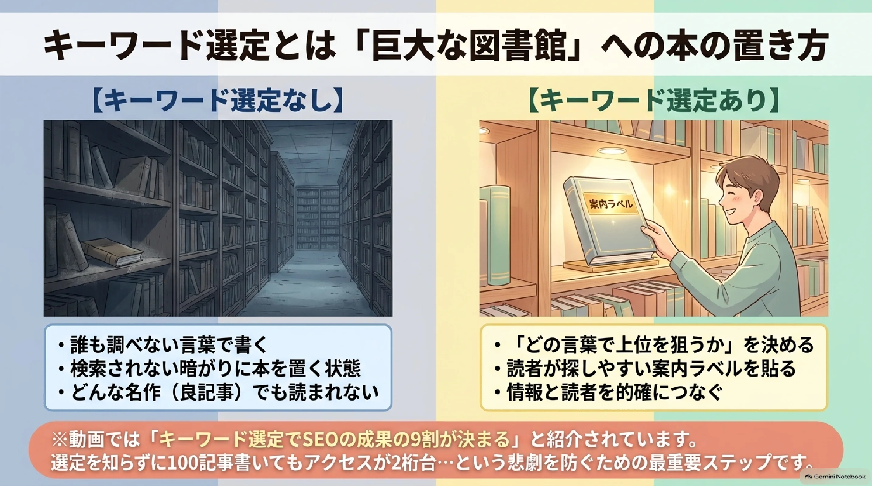 キーワード選定は巨大な図書館への案内ラベル