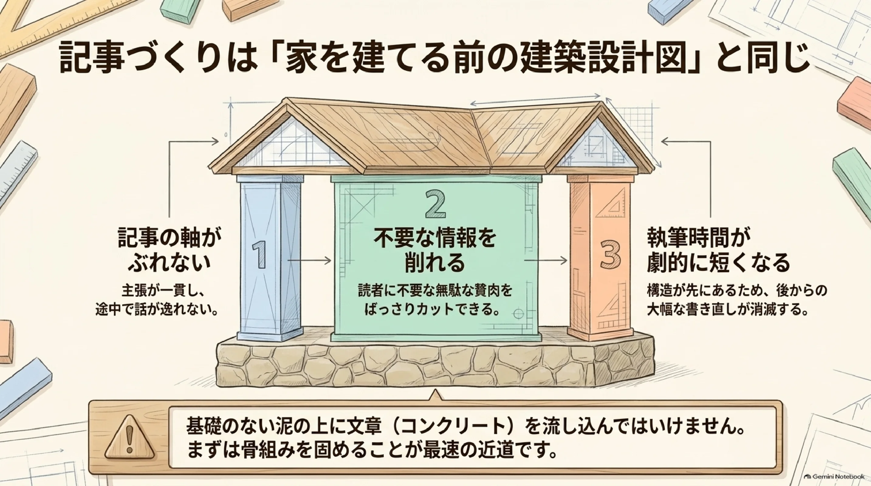 記事づくりは家を建てる前の設計図