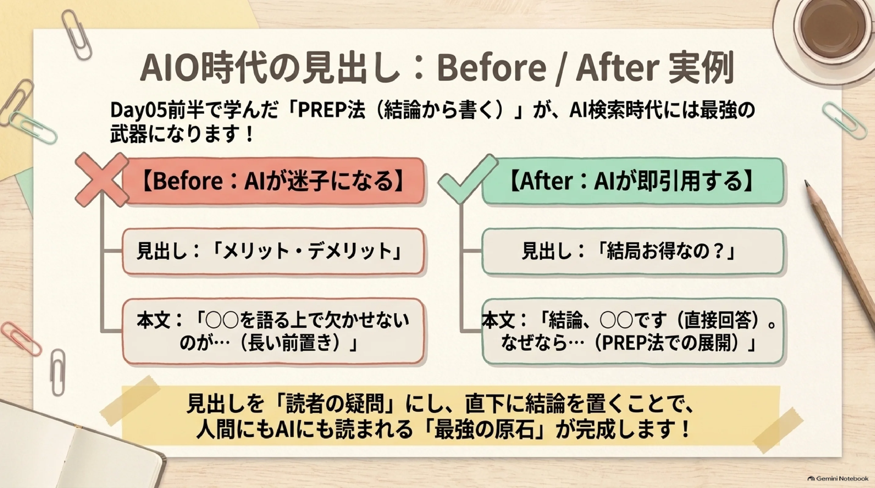 問いと直接回答のBefore After