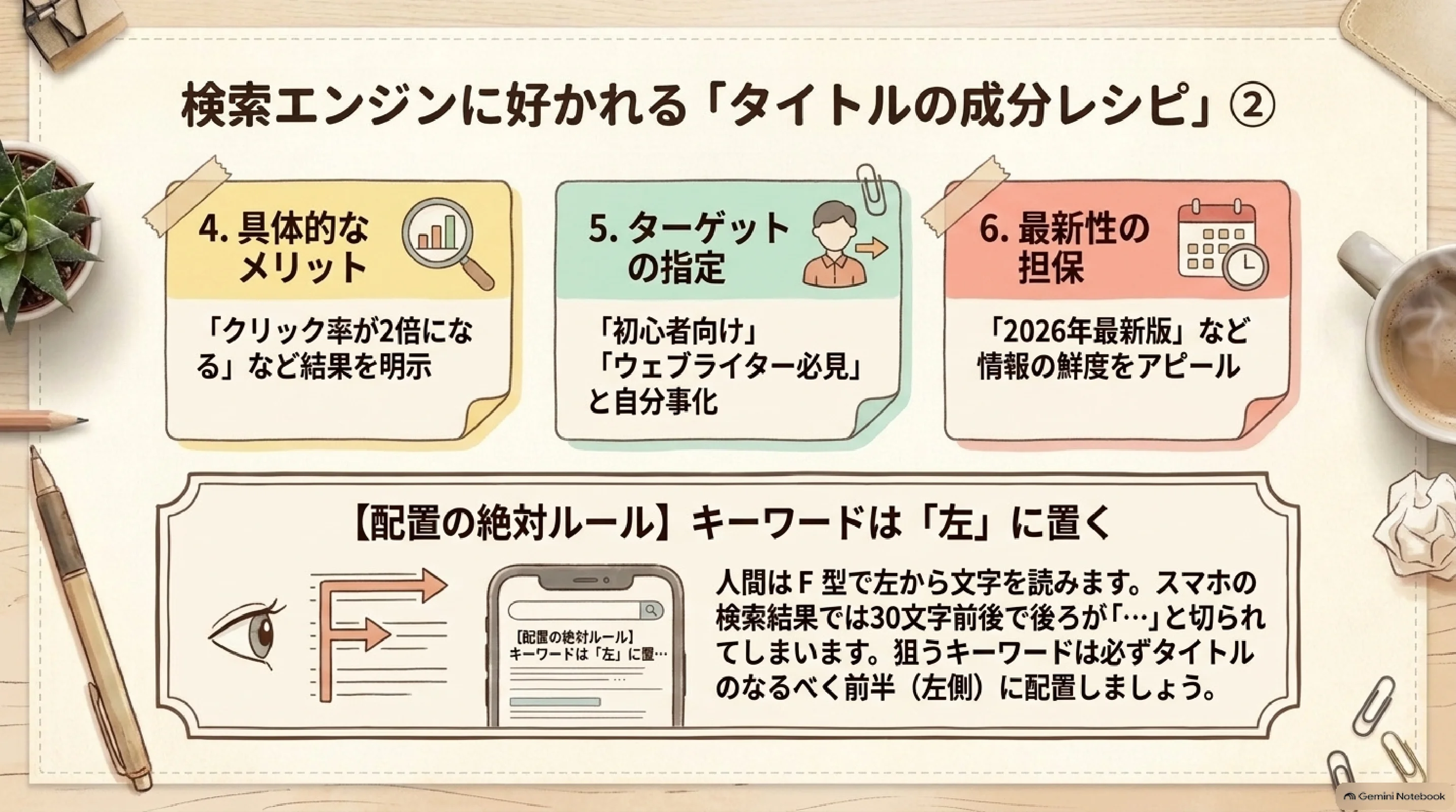 メリットとターゲットと最新性を置く