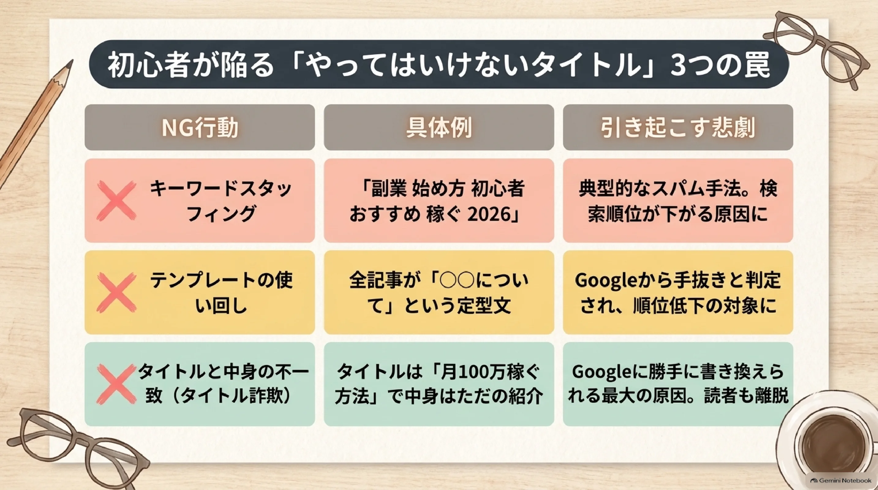 キーワードスタッフィングなど3つの罠