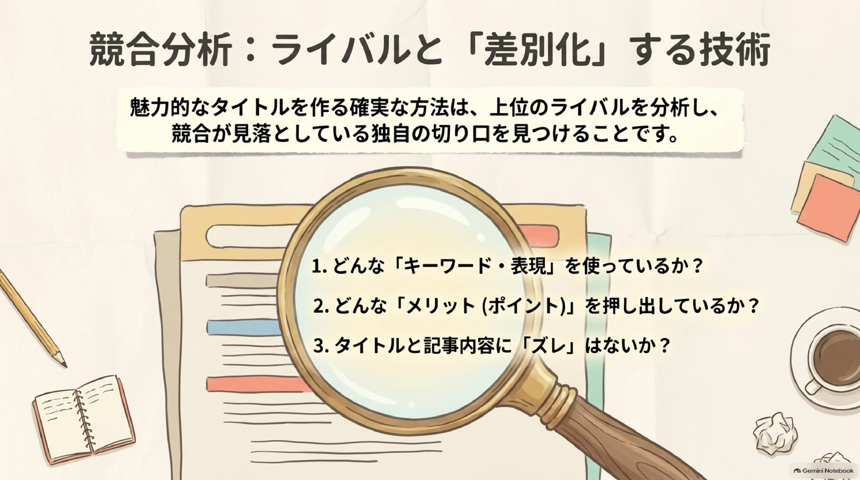 競合タイトルを分析して差別化する