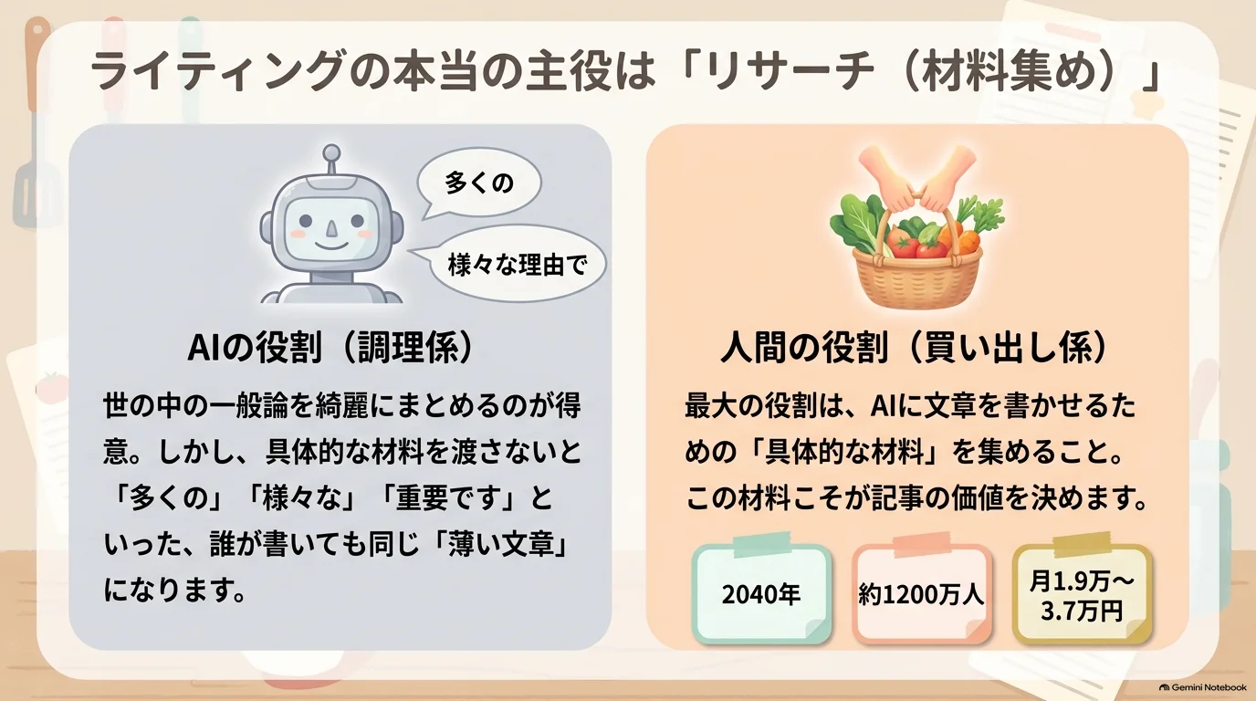 AIは調理係、人間は材料を集める買い出し係
