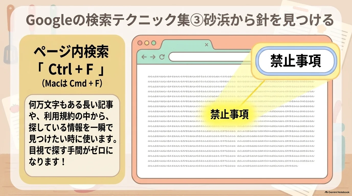 ページ内検索で長文から探す