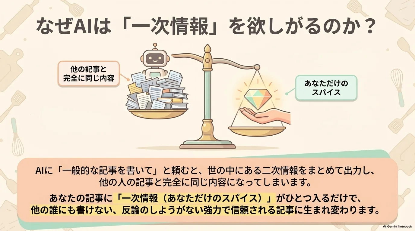 一次情報が差別化と信頼につながる天秤