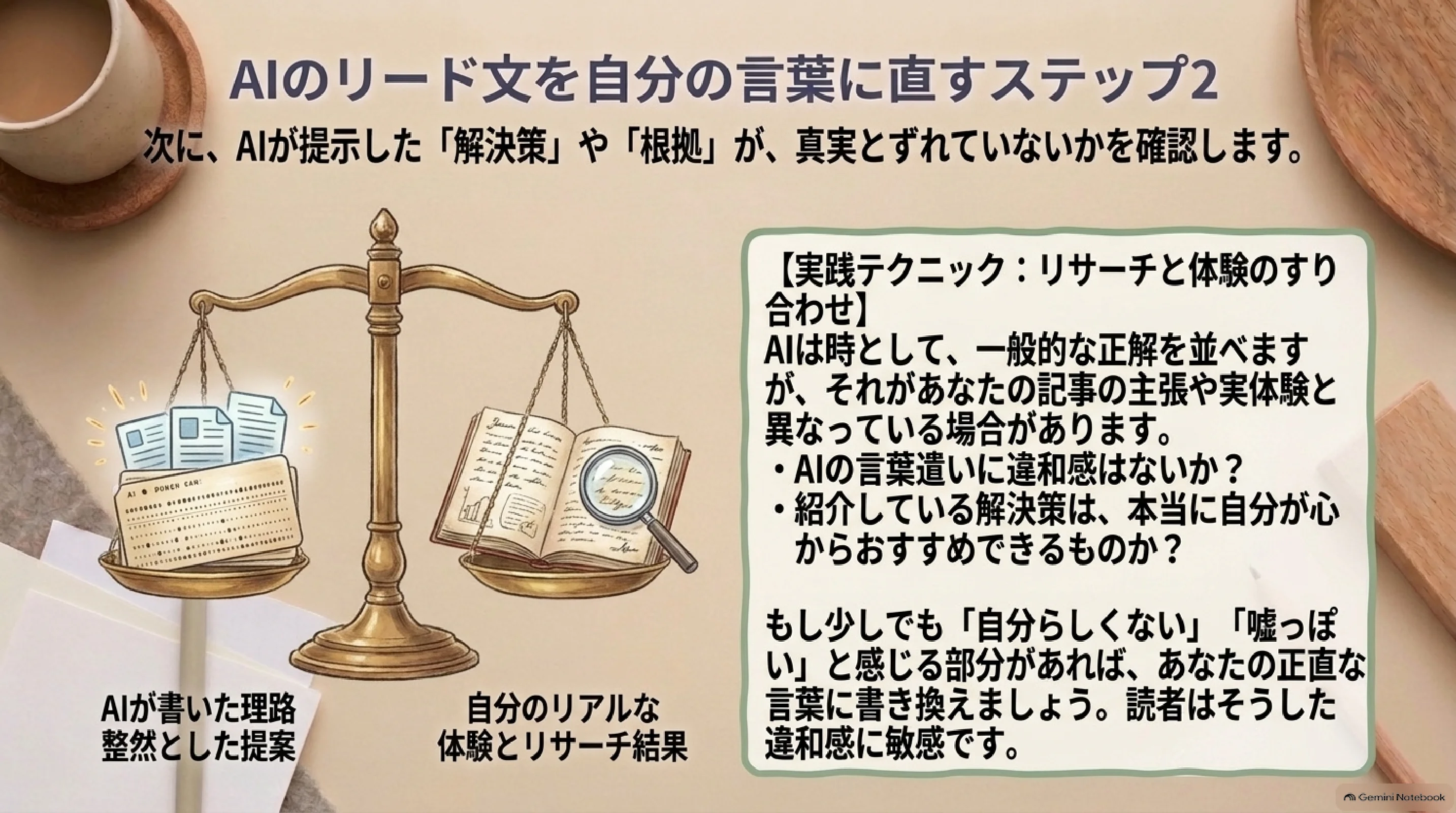 AIが書いた根拠を自分のリサーチと照合する