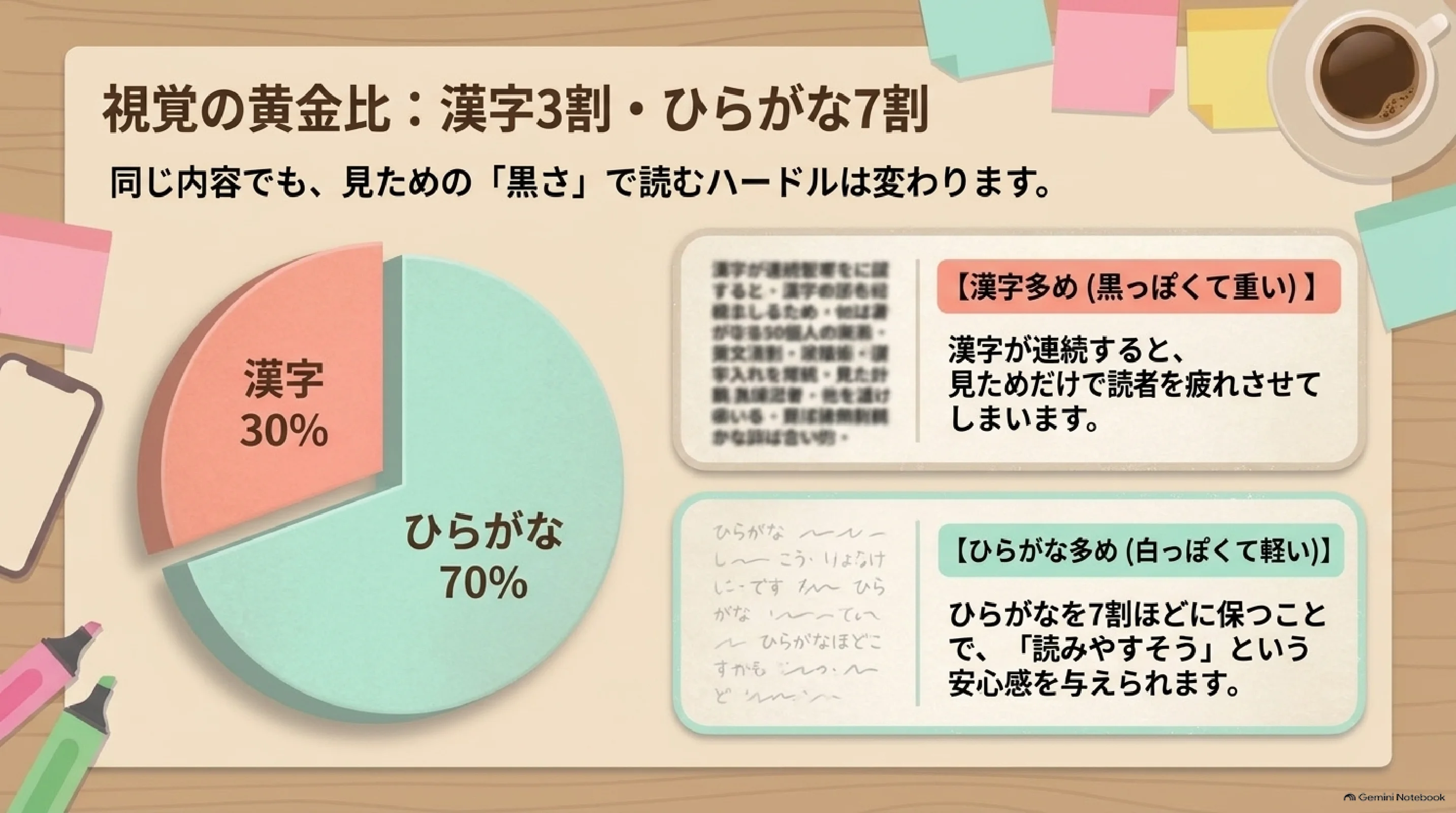 漢字とひらがなの視覚バランス