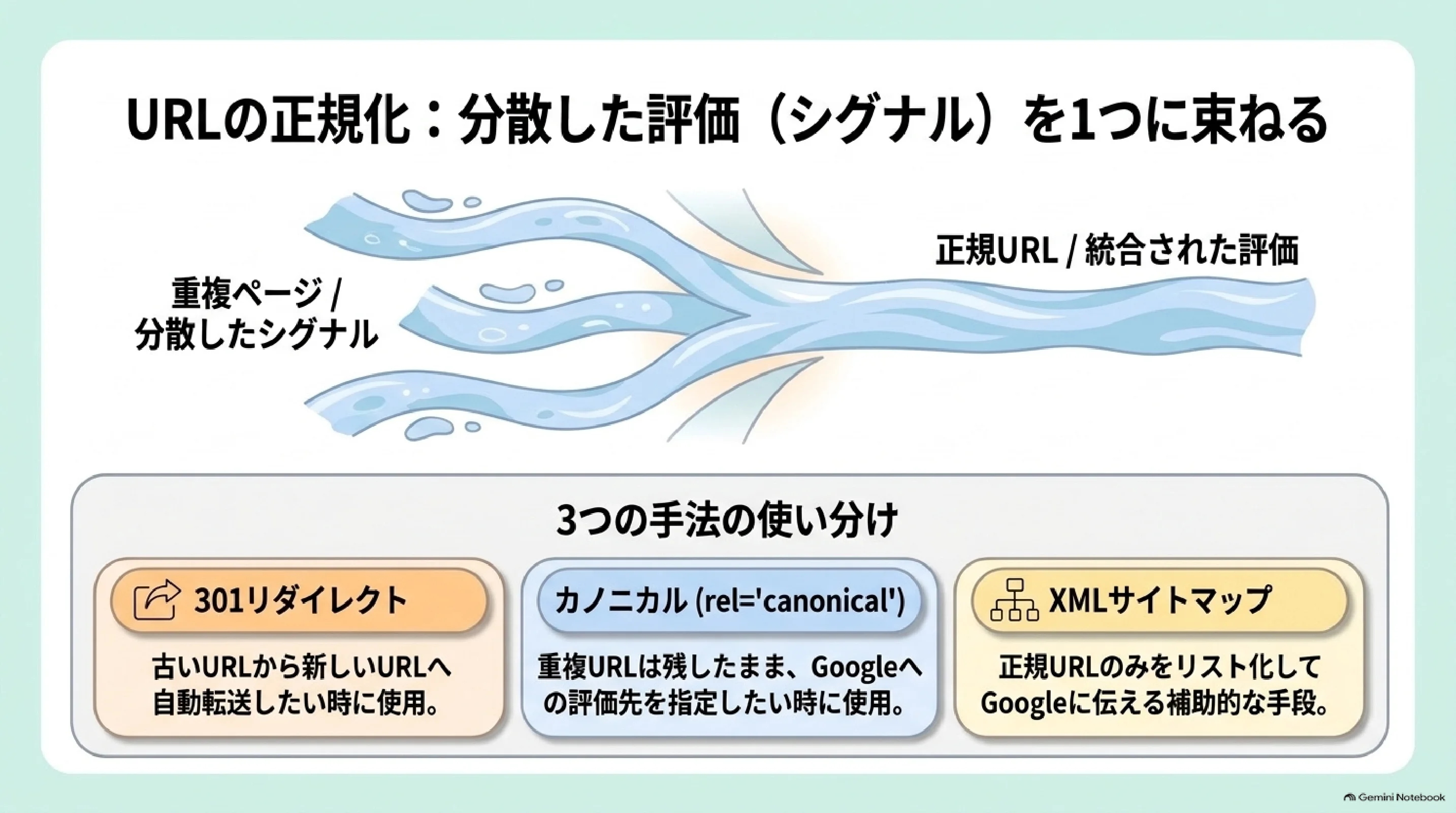 URLの重複を整理するリダイレクト・XMLサイトマップ・canonical