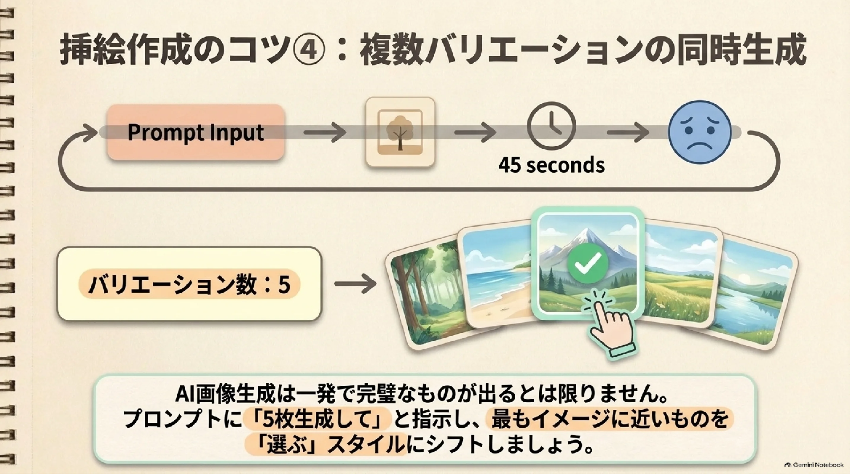 同じ指示から複数の画像候補を作って選ぶ方法