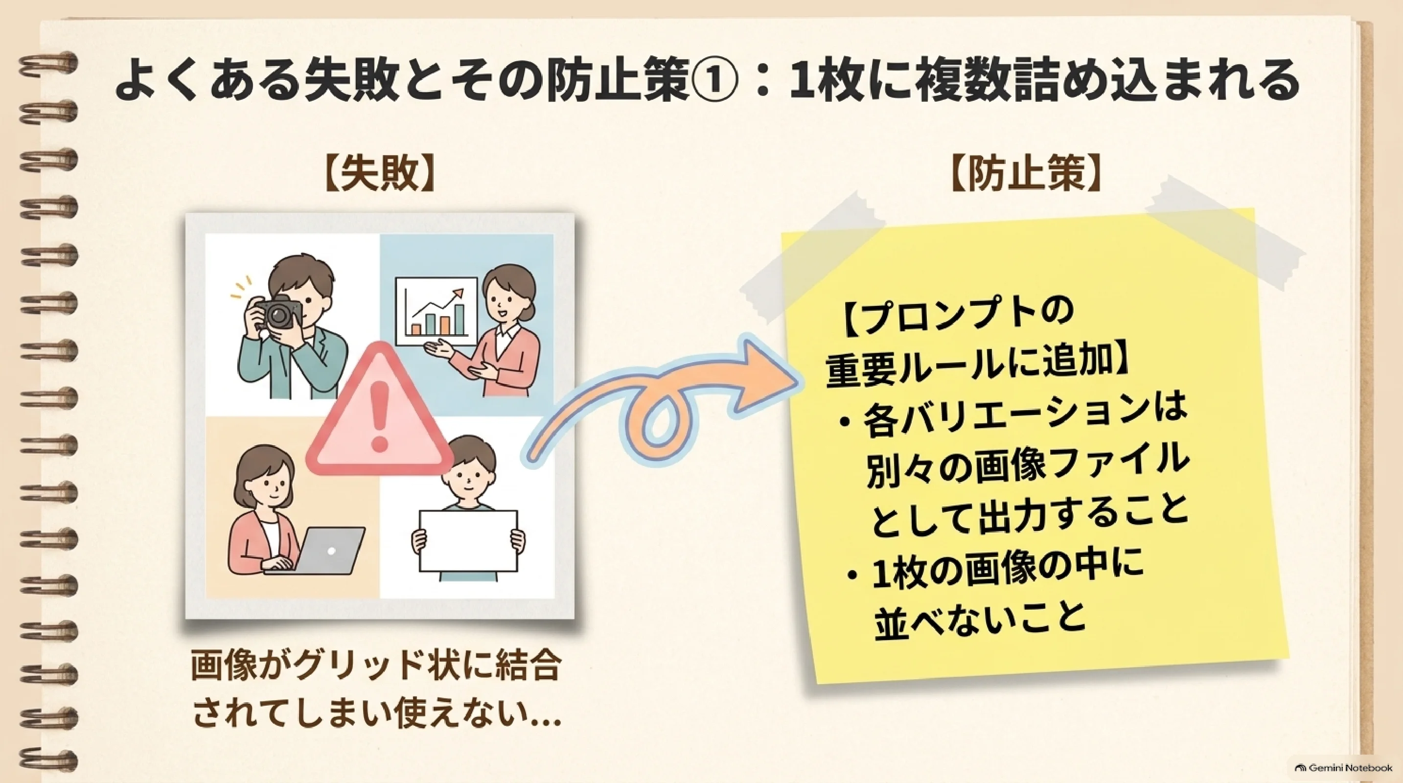 複数の候補を1枚の画像に詰め込んでしまう失敗例
