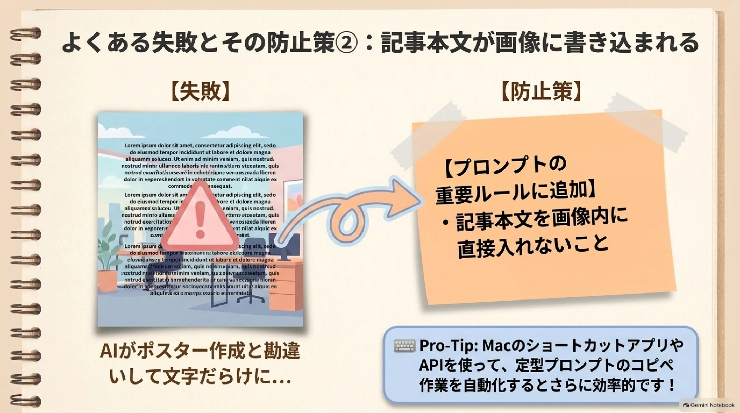 記事本文の文字が画像の中に書き込まれてしまう失敗例