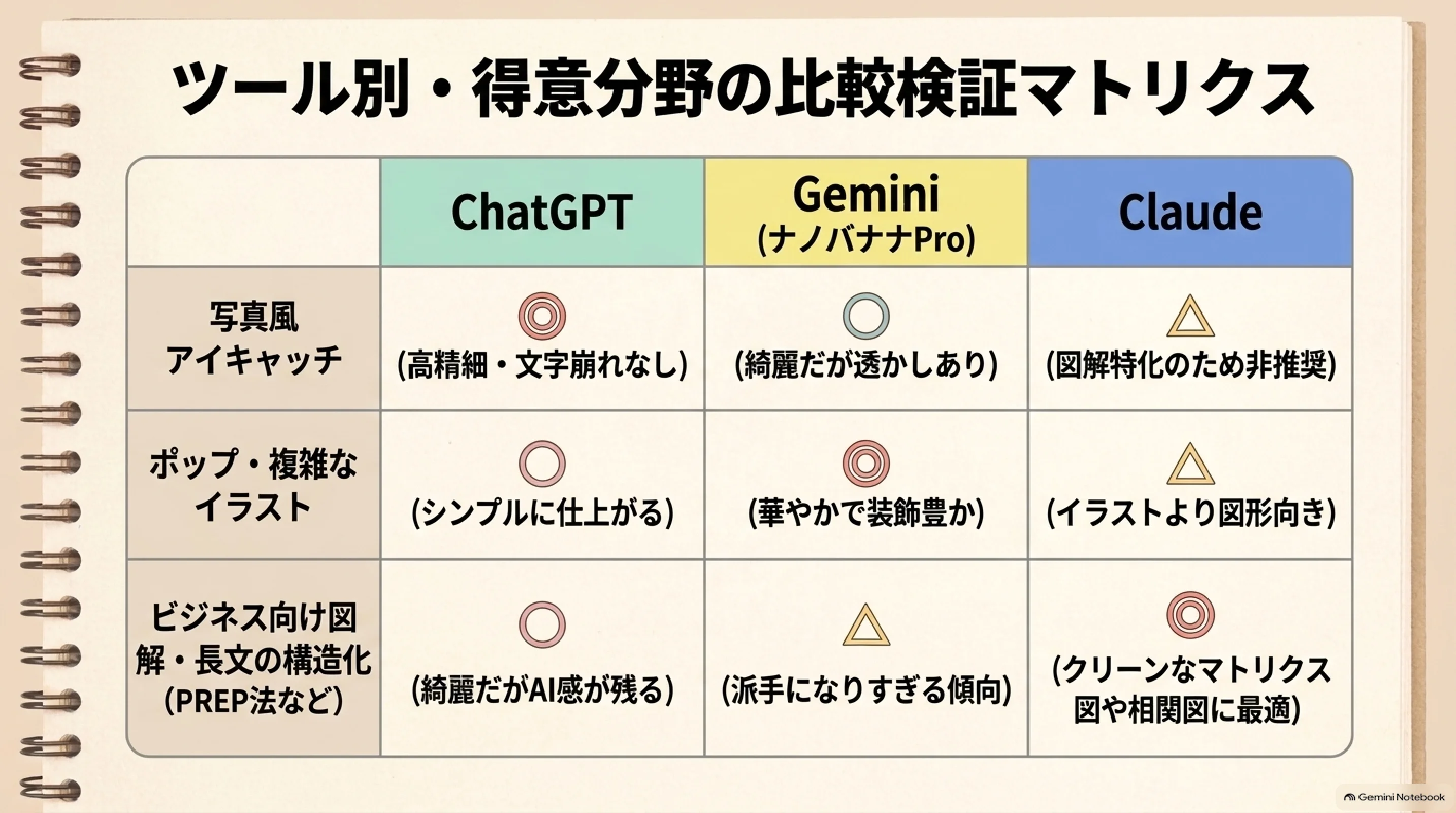 作りたい画像の種類ごとにAIツールを選ぶ比較マトリクス