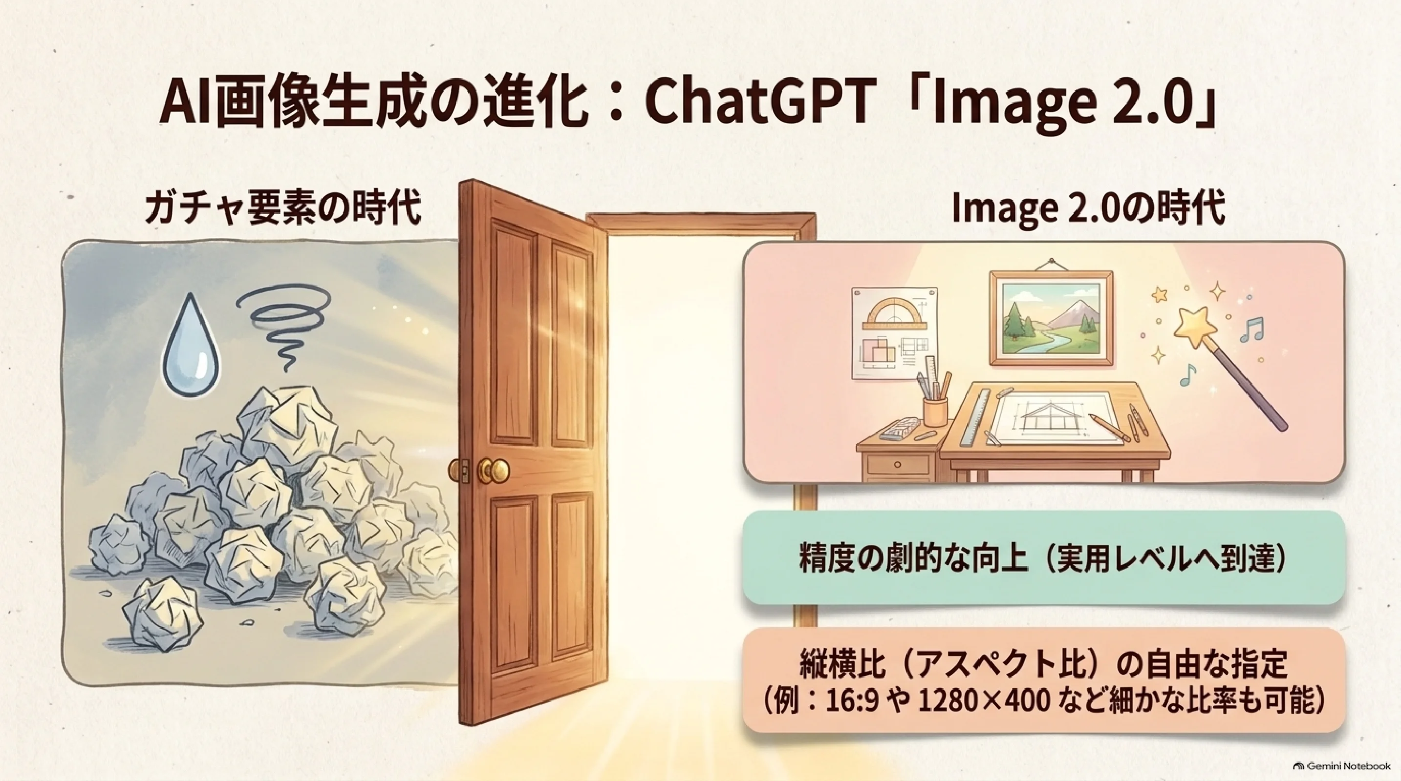 画像生成AIが試行錯誤中心から実用的な制作へ進化したイメージ