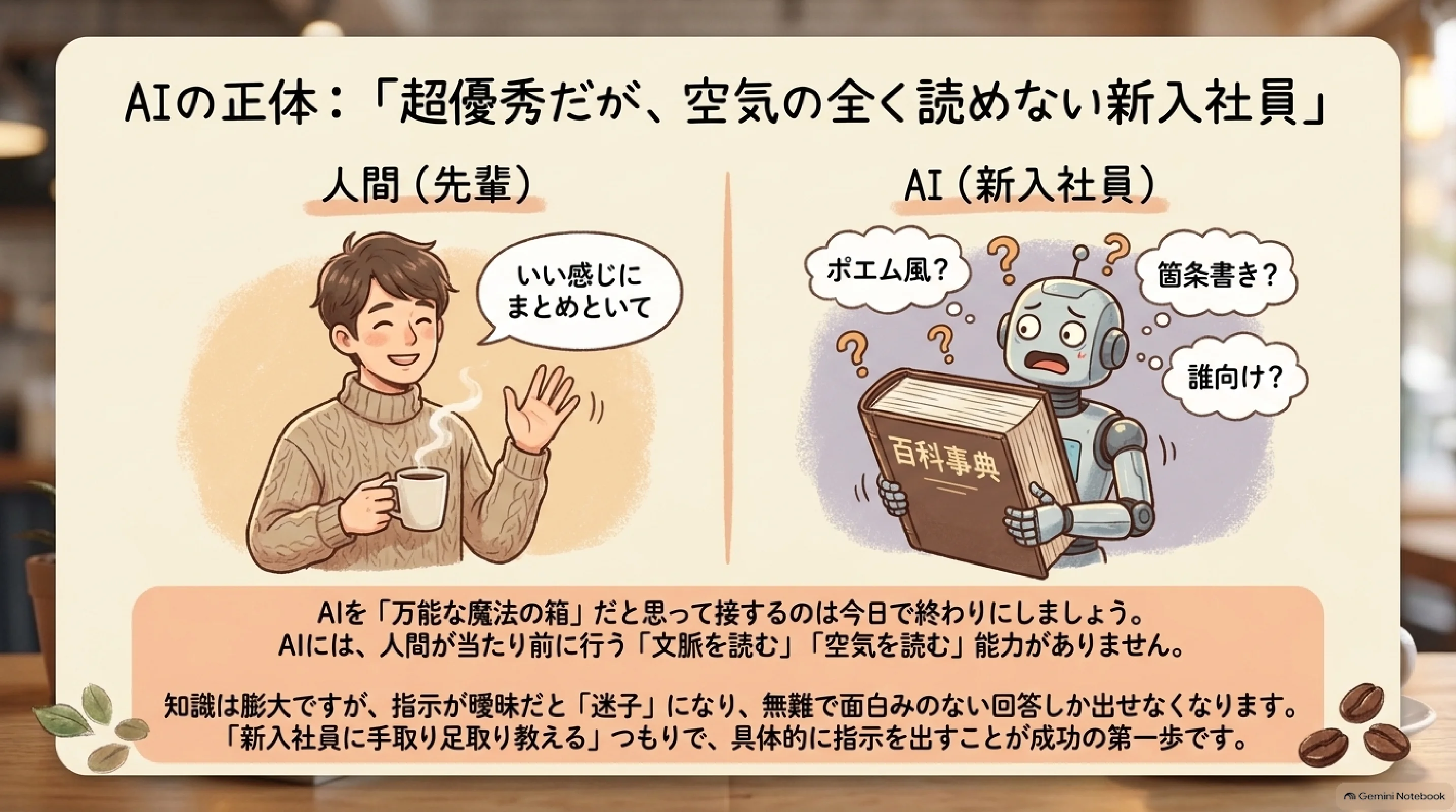 人間の先輩と新入社員AIの違い