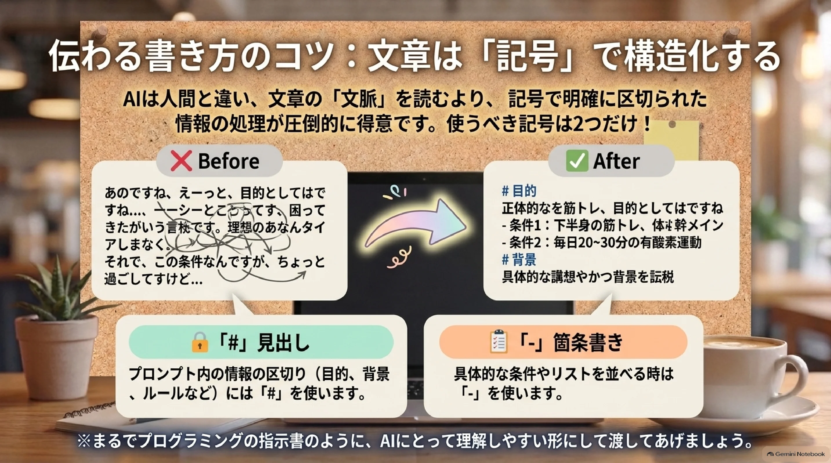 記号で依頼を区切るBeforeとAfter