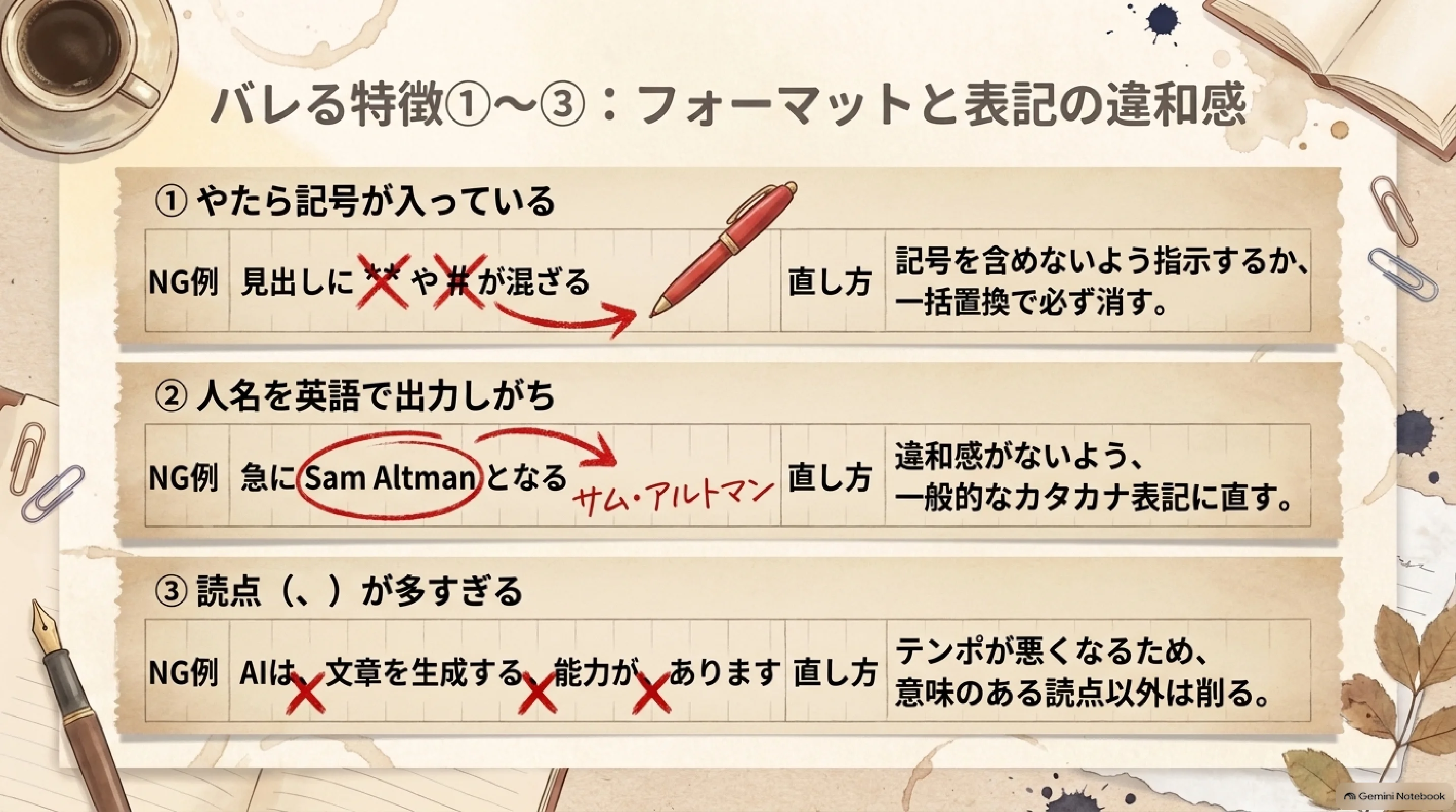 記号と人名と読点のチェック